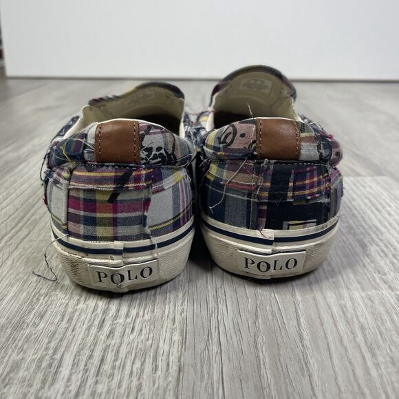 Polo Ralph Lauren Sneakers Keaton Slip On Tiger Plaid Shoes Size 12 Preppy A - Picture 6 of 10
